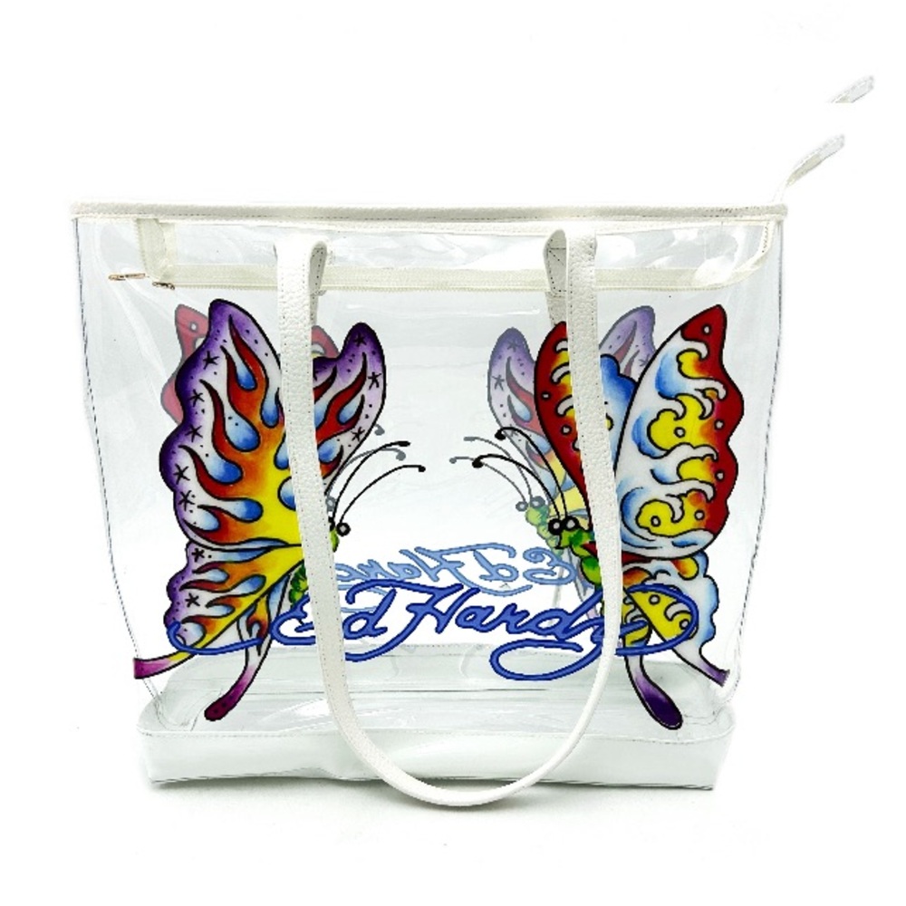 NWT Ed Hardy Large Tote Clear PVC Bag with Butterfly and zipper